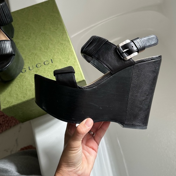 Via Spiga Black Platform Wedge Sandals - Picture 5 of 5